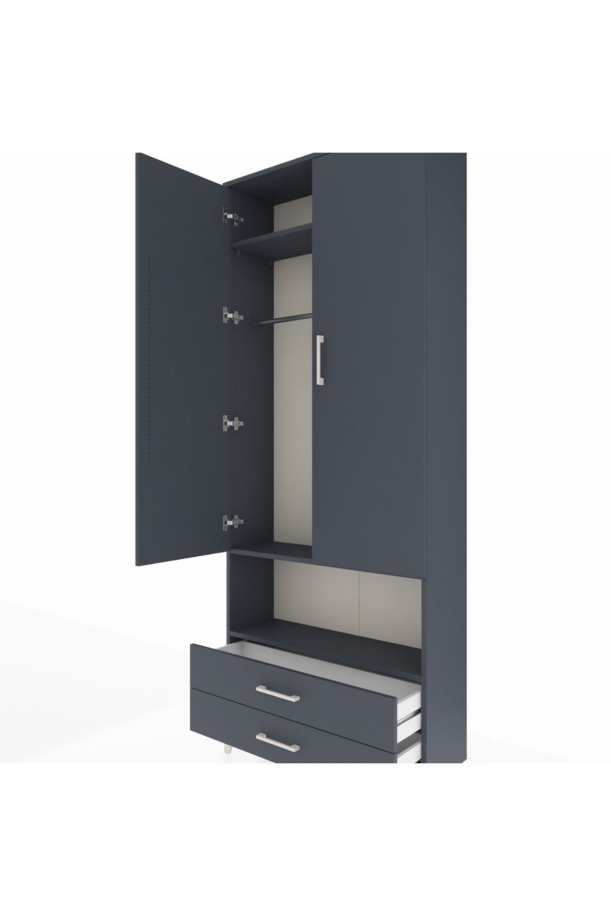 Arges Dolap 3 Raflı 2 Çekmeceli Tek Askılı 88x30x221 - S30M052V5A