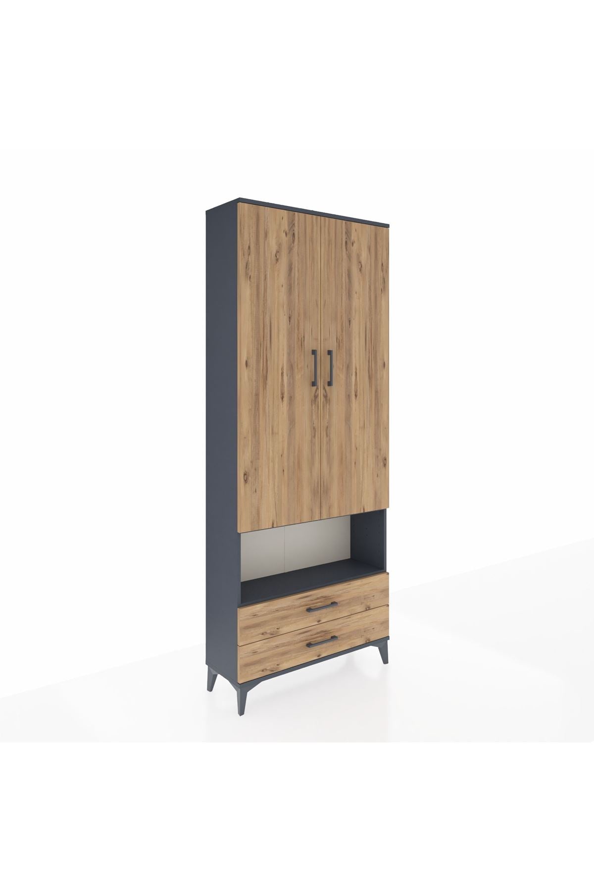 Arges Dolap 3 Raflı 2 Çekmeceli Tek Askılı 88x30x221 - S30M052V6A