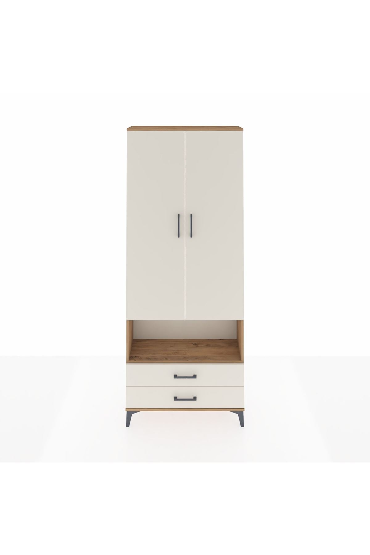 Arges Dolap 3 Raflı 2 Çekmeceli Tek Askılı 88x30x221 - S30M052V7A