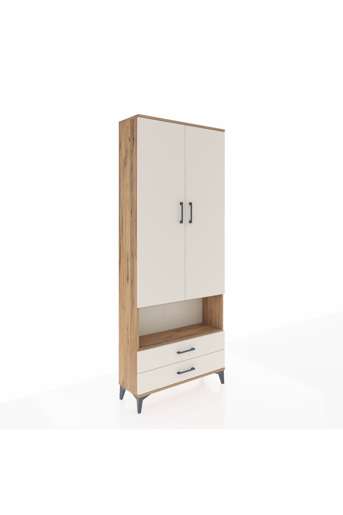 Arges Dolap 3 Raflı 2 Çekmeceli Tek Askılı 88x30x221 - S30M052V7A