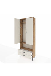 Arges Dolap 3 Raflı 2 Çekmeceli Tek Askılı 88x30x221 - S30M052V7A