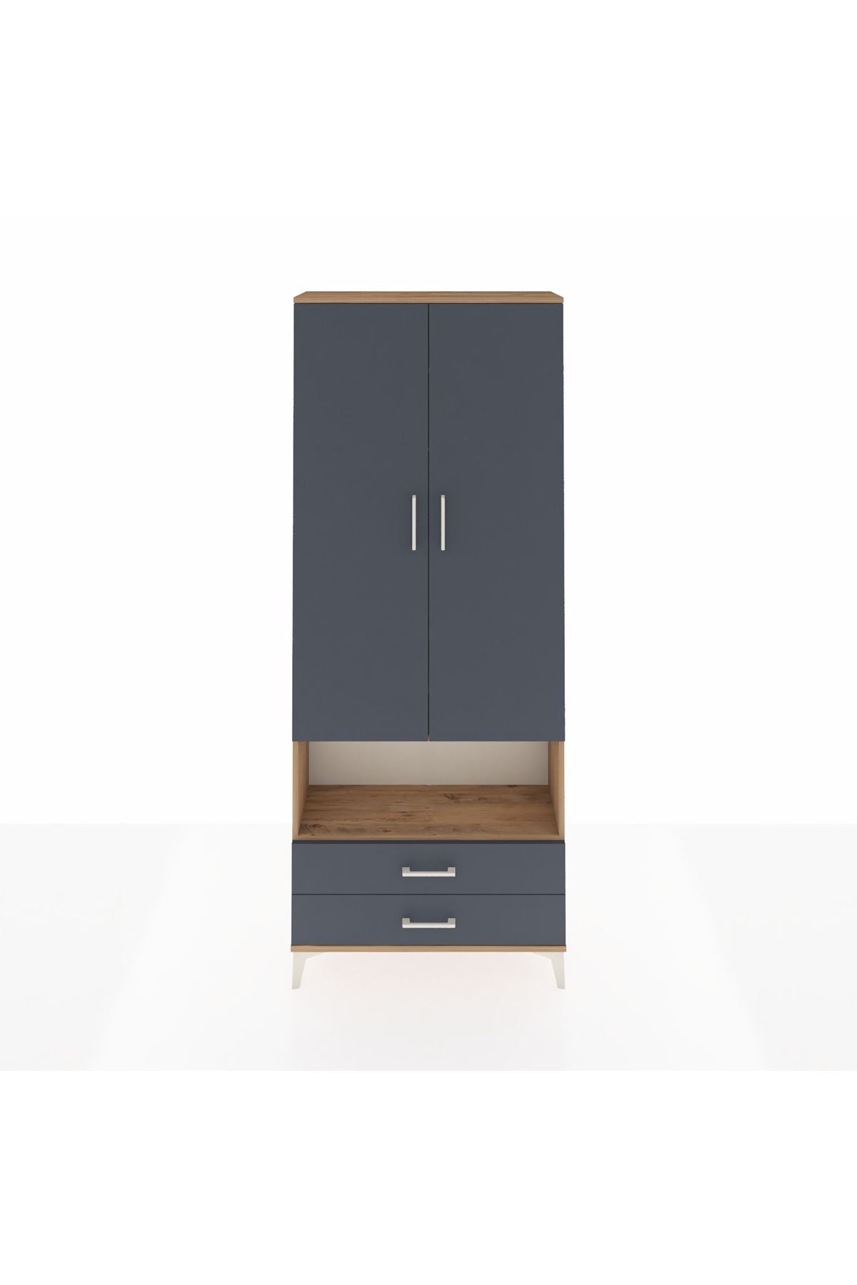 Arges Dolap 3 Raflı 2 Çekmeceli Tek Askılı 88x30x221 - S30M052V8A