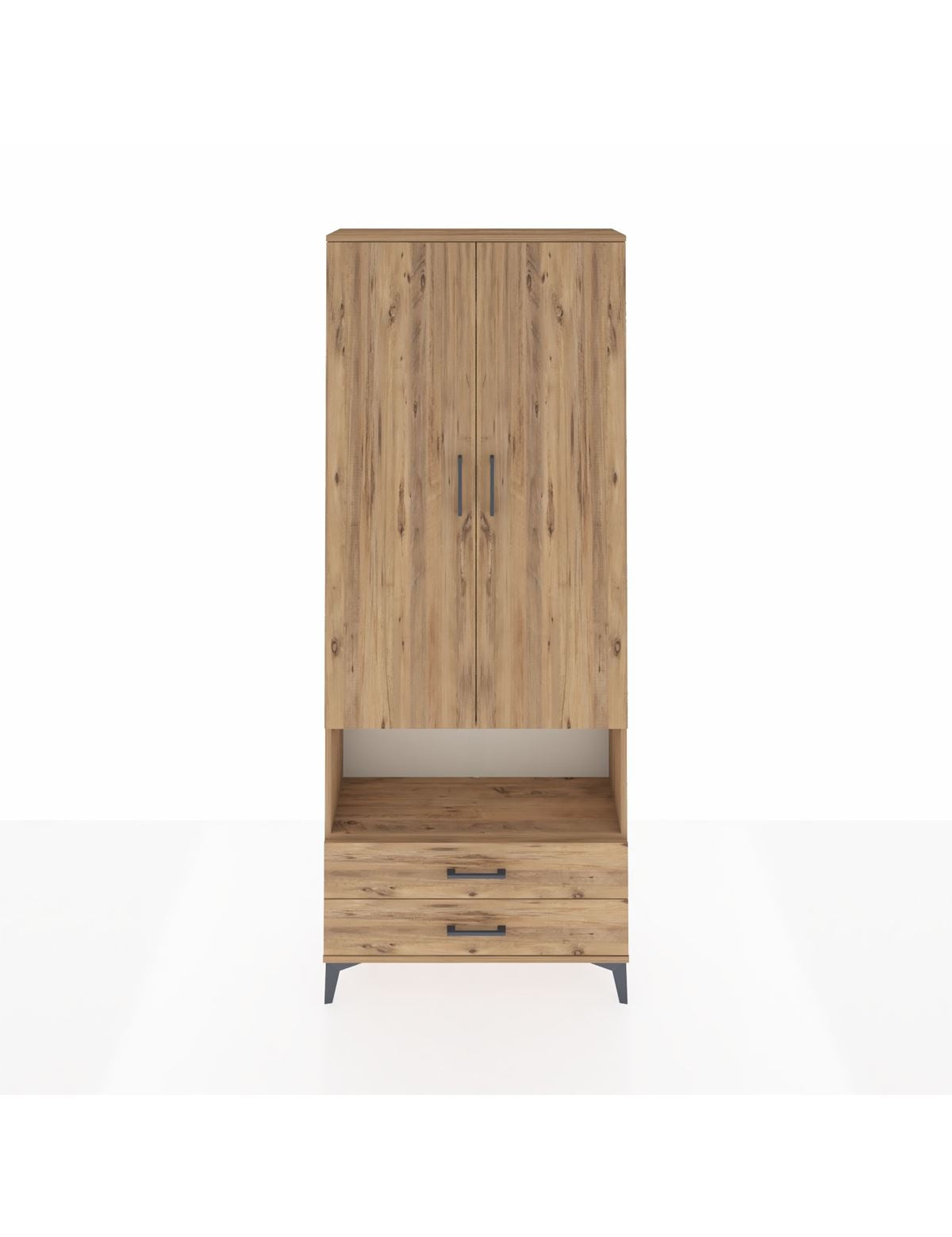 Arges Dolap 3 Raflı 2 Çekmeceli Tek Askılı 88x30x221 - S30M052V9A