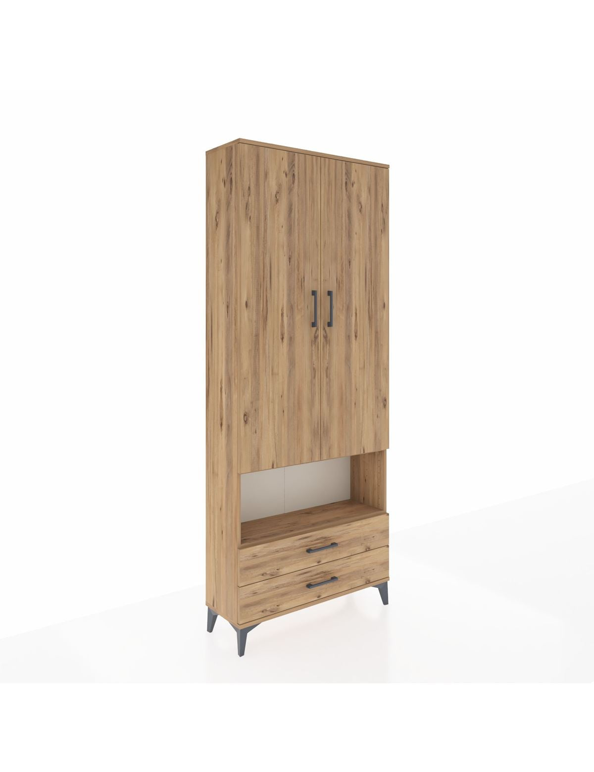 Arges Dolap 3 Raflı 2 Çekmeceli Tek Askılı 88x30x221 - S30M052V9A