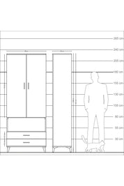 Arges Dolap 3 Raflı 2 Çekmeceli Tek Askılı 88x30x221 - S30M052V9A