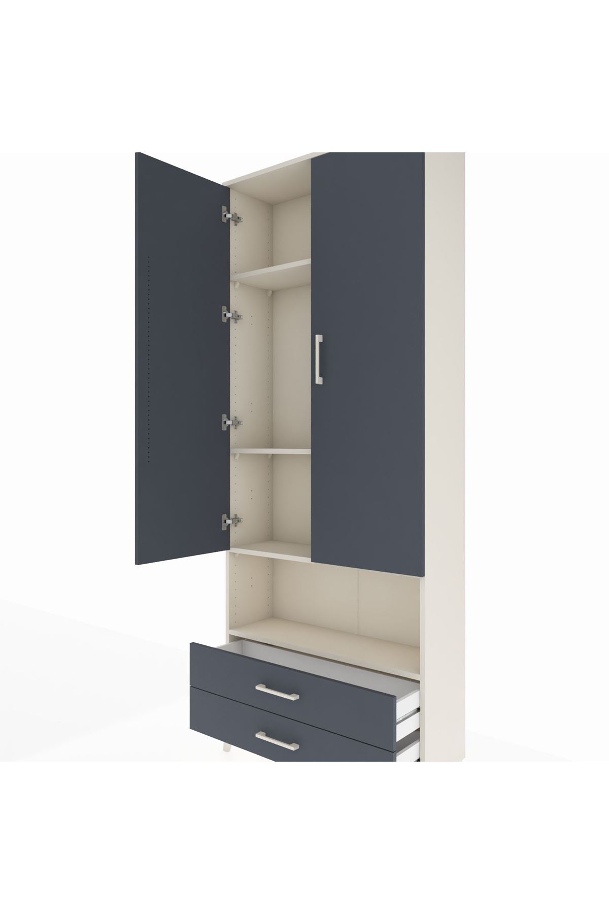 Arges Dolap 4 Raflı 2 Çekmeceli 2 Kapaklı 88x30x221 - S30M053V2A