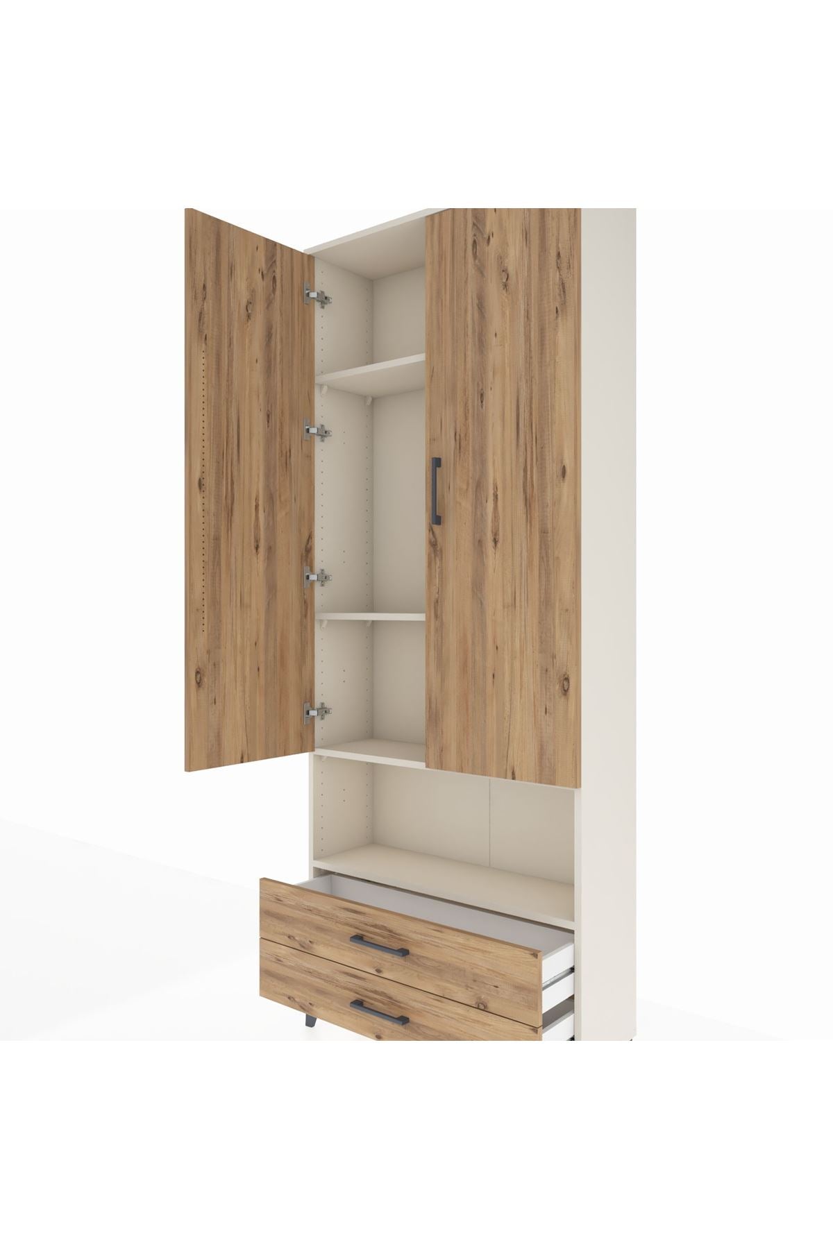 Arges Dolap 4 Raflı 2 Çekmeceli 2 Kapaklı 88x30x221 - S30M053V3A