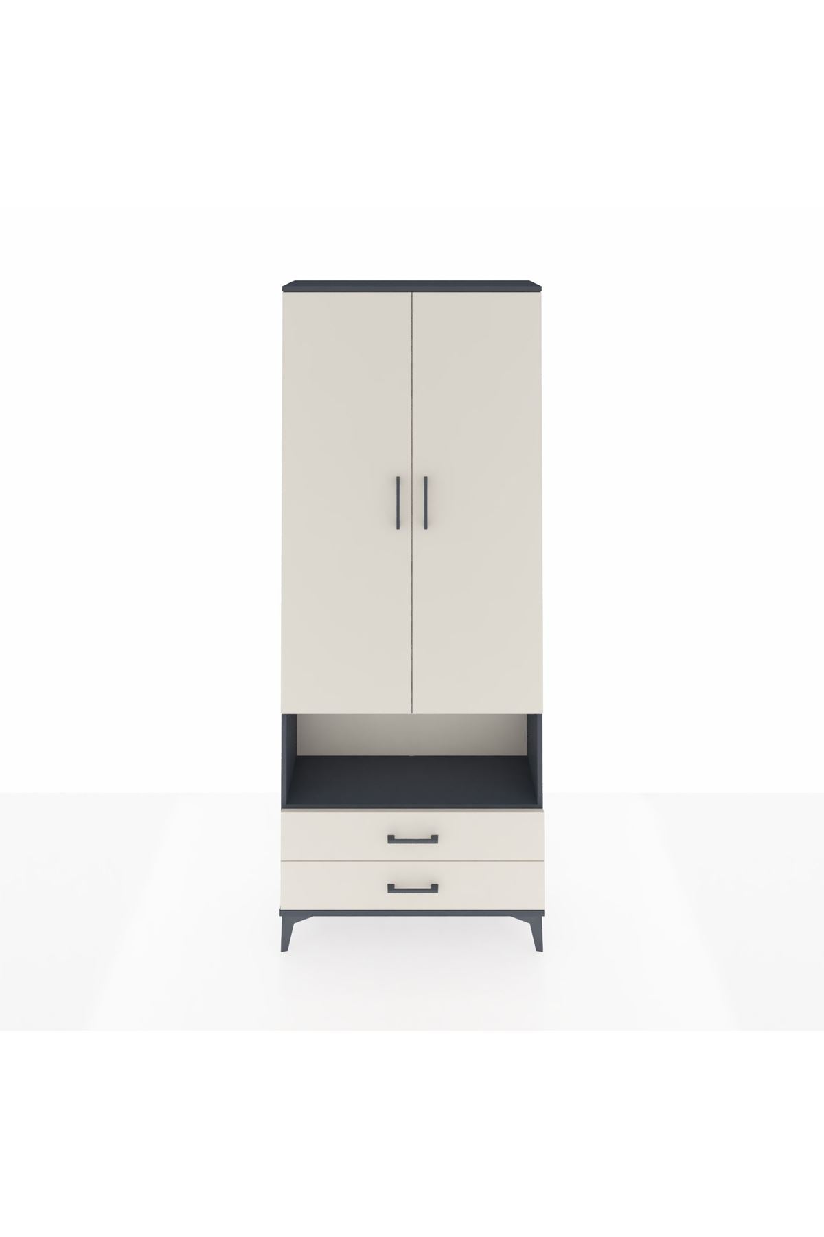 Arges Dolap 4 Raflı 2 Çekmeceli 2 Kapaklı 88x30x221 - S30M053V4A