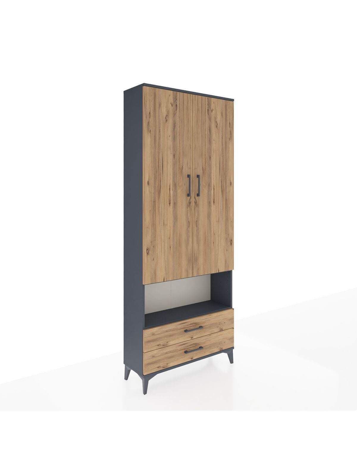 Arges Dolap 4 Raflı 2 Çekmeceli 2 Kapaklı 88x30x221 - S30M053V6A