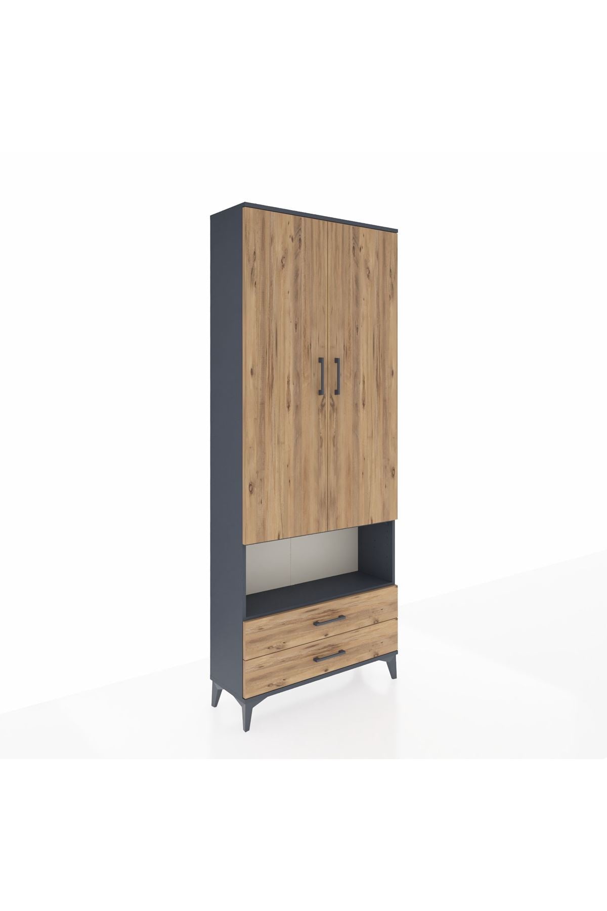 Arges Dolap 4 Raflı 2 Çekmeceli 2 Kapaklı 88x30x221 - S30M053V6A