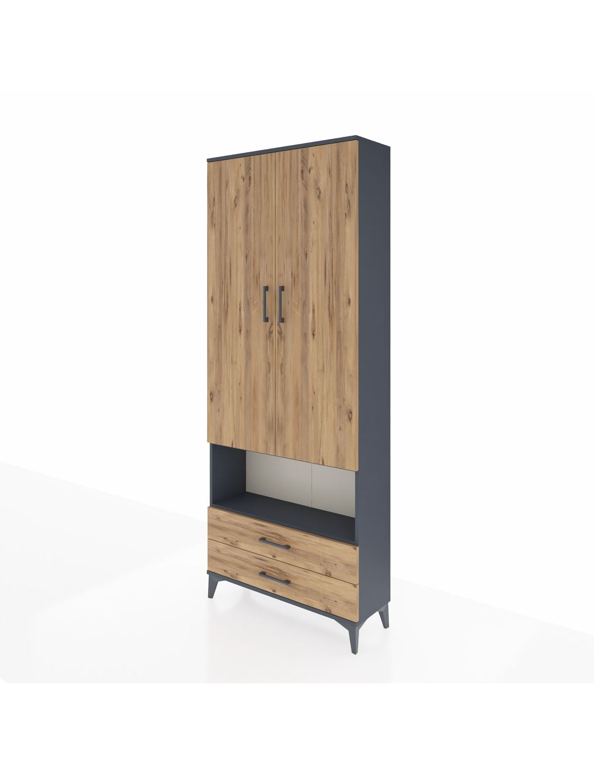 Arges Dolap 4 Raflı 2 Çekmeceli 2 Kapaklı 88x30x221 - S30M053V6A