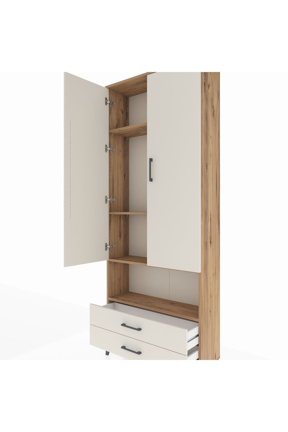 Arges Dolap 4 Raflı 2 Çekmeceli 2 Kapaklı 88x30x221 - S30M053V7A