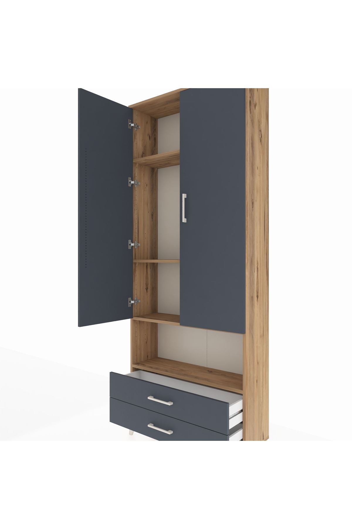 Arges Dolap 4 Raflı 2 Çekmeceli 2 Kapaklı 88x30x221 - S30M053V8A