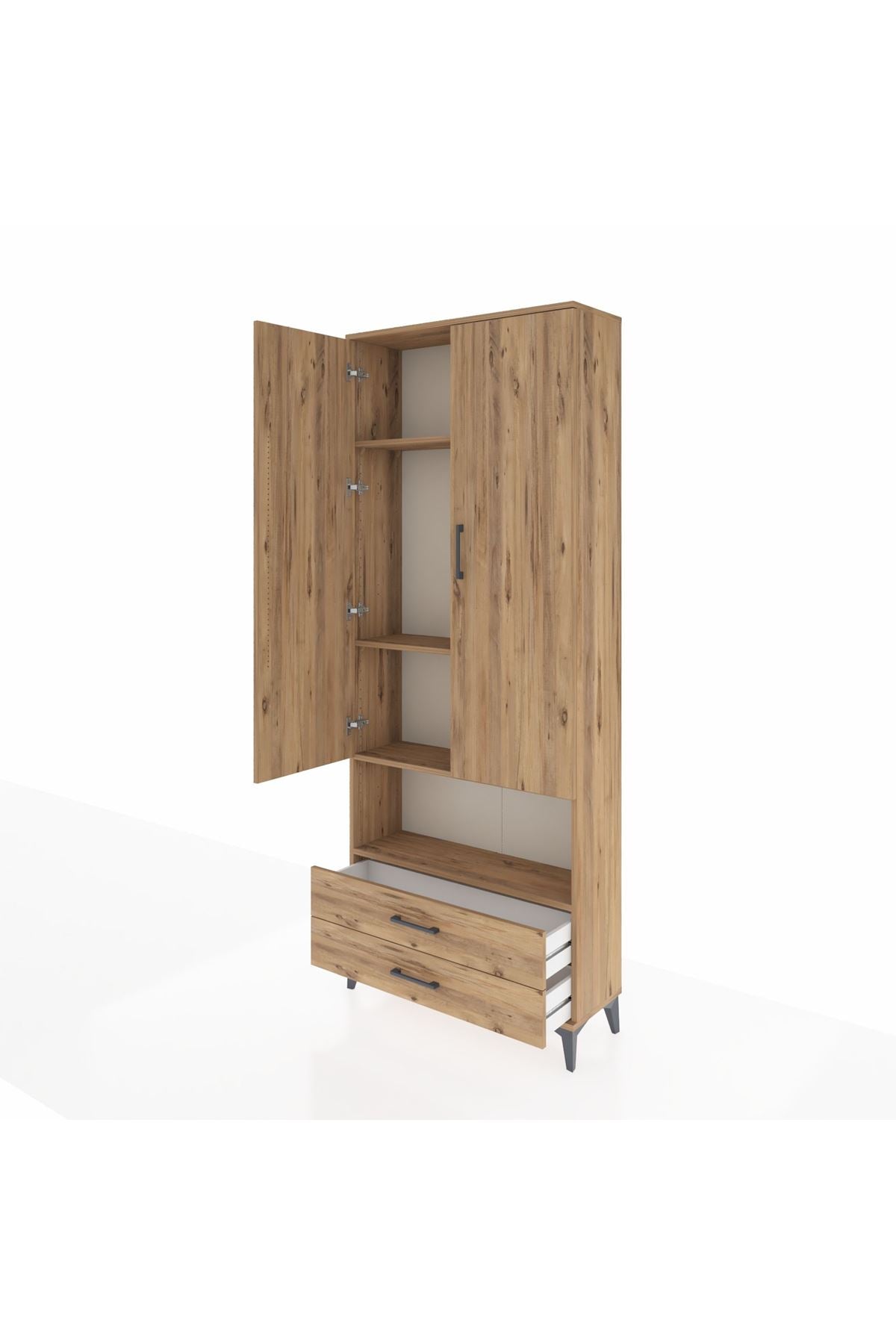 Arges Dolap 4 Raflı 2 Çekmeceli 2 Kapaklı 88x30x221 - S30M053V9A