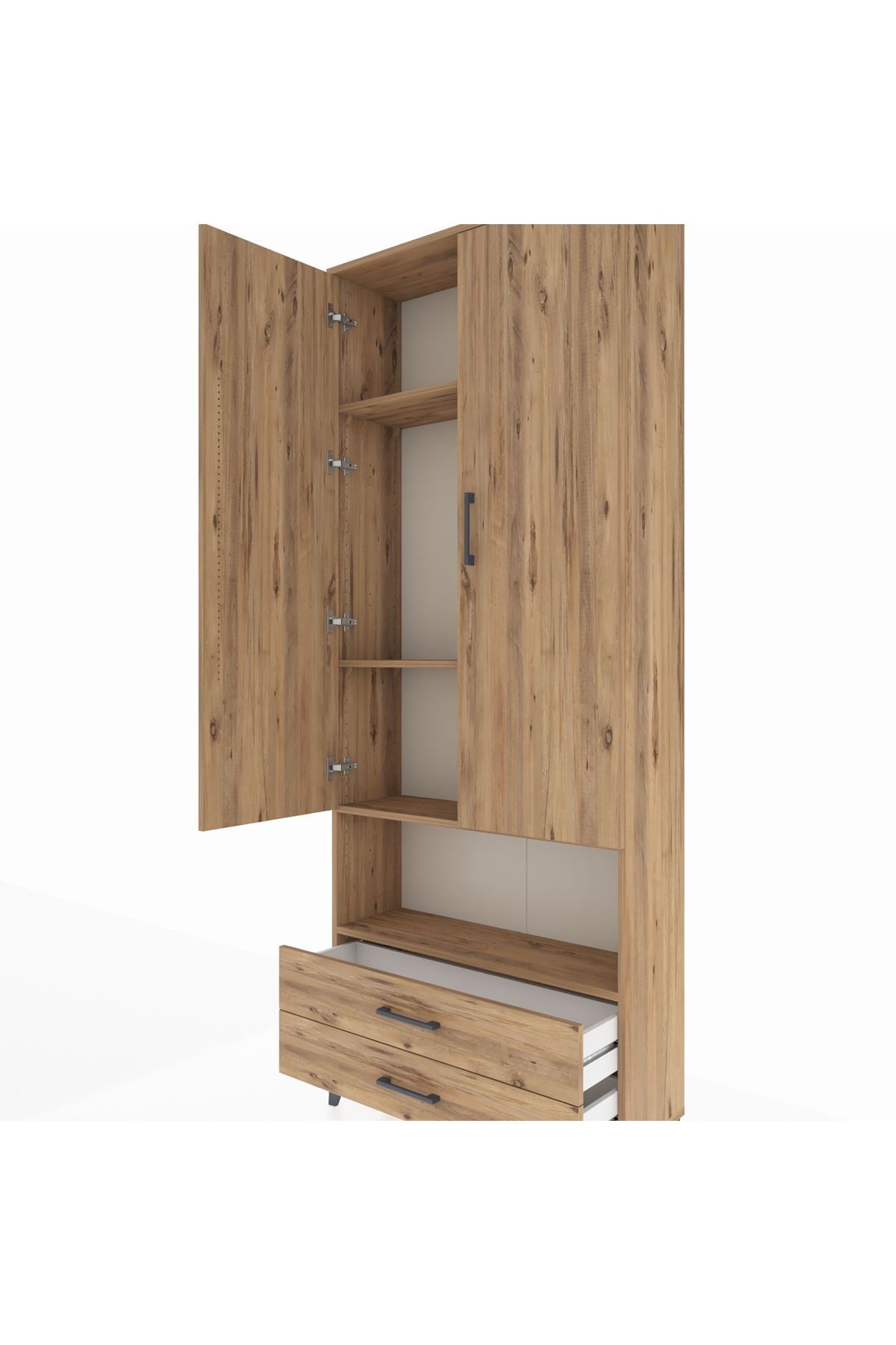 Arges Dolap 4 Raflı 2 Çekmeceli 2 Kapaklı 88x30x221 - S30M053V9A