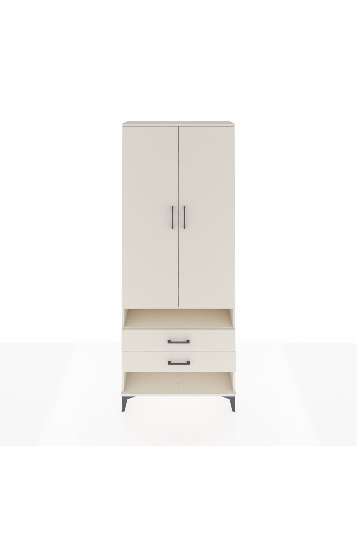 Arges Dolap 3 Raflı 2 Çekmeceli Tek Askılı 88x30x221 - S30M055V1A