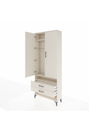 Arges Dolap 3 Raflı 2 Çekmeceli Tek Askılı 88x30x221 - S30M055V1A