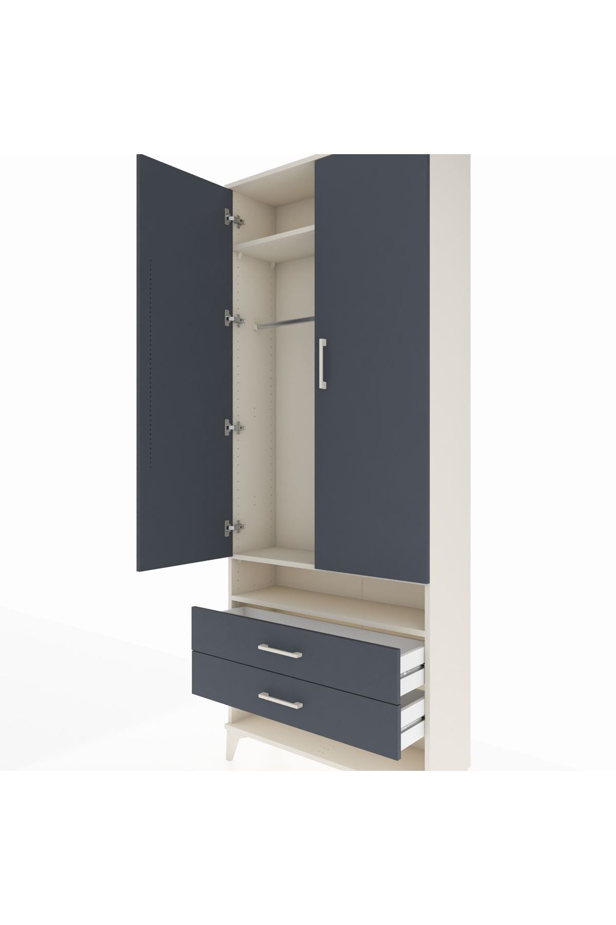Arges Dolap 3 Raflı 2 Çekmeceli Tek Askılı 88x30x221 - S30M055V2A