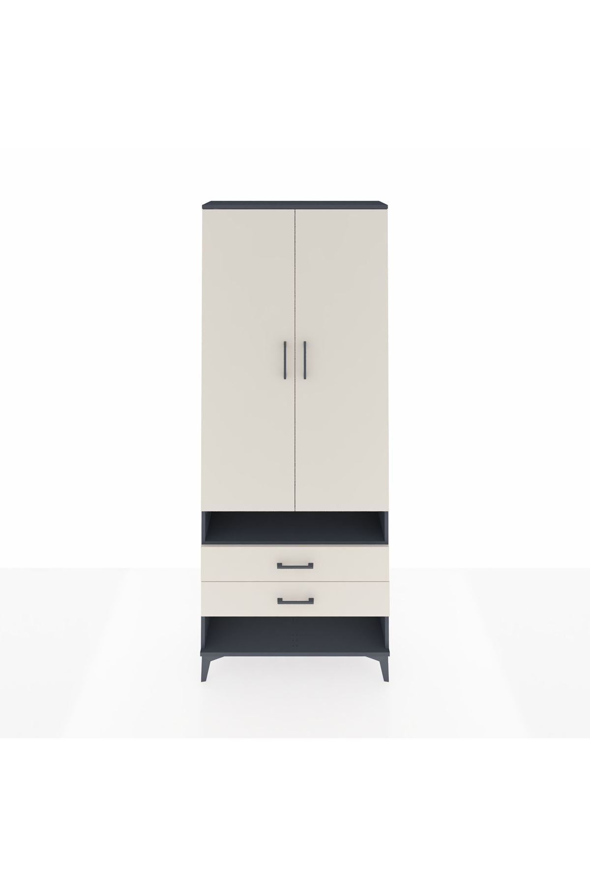 Arges Dolap 3 Raflı 2 Çekmeceli Tek Askılı 88x30x221 - S30M055V4A