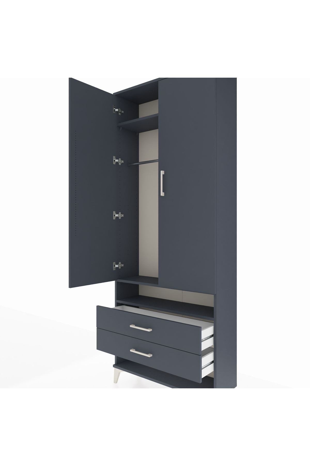 Arges Dolap 3 Raflı 2 Çekmeceli Tek Askılı 88x30x221 - S30M055V5A