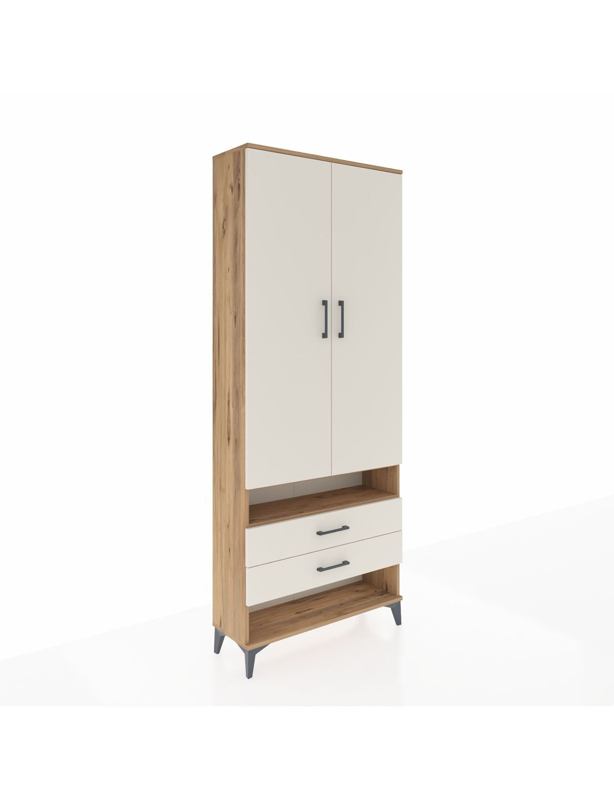 Arges Dolap 3 Raflı 2 Çekmeceli Tek Askılı 88x30x221 - S30M055V7A