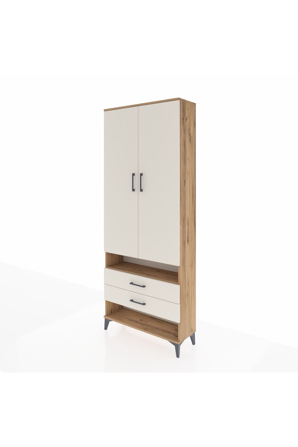 Arges Dolap 3 Raflı 2 Çekmeceli Tek Askılı 88x30x221 - S30M055V7A