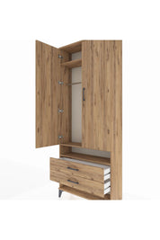 Arges Dolap 3 Raflı 2 Çekmeceli Tek Askılı 88x30x221 - S30M055V9A
