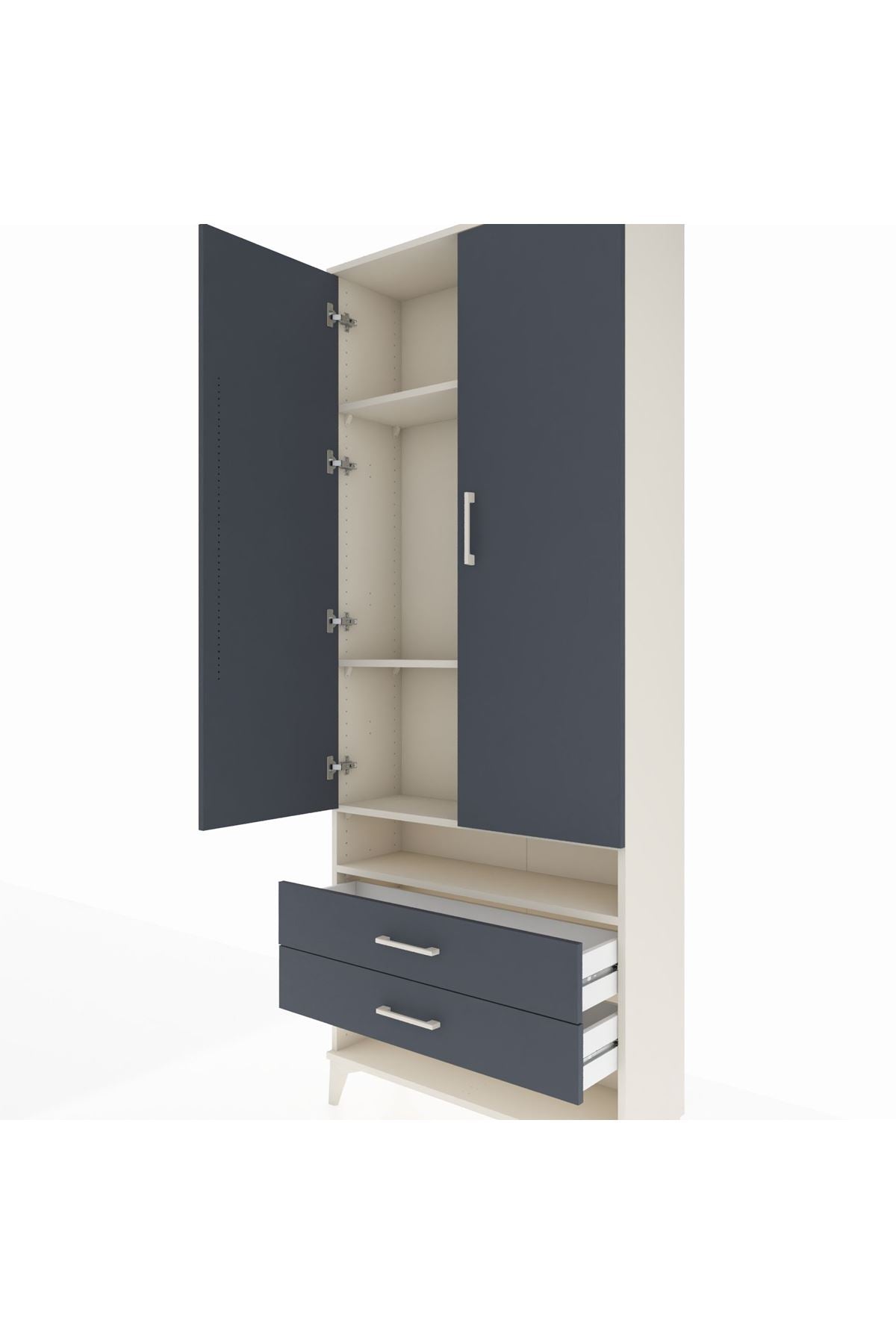 Arges Dolap 4 Raflı 2 Çekmeceli 2 Kapaklı 88x30x221 - S30M056V2A
