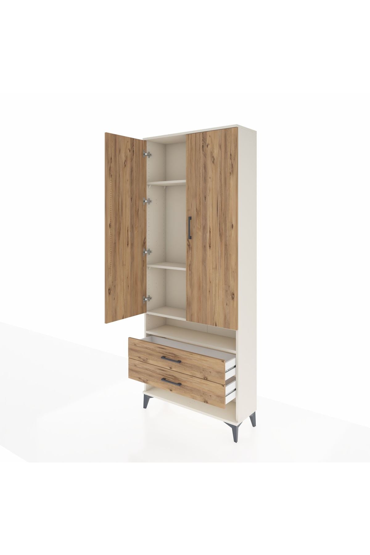 Arges Dolap 4 Raflı 2 Çekmeceli 2 Kapaklı 88x30x221 - S30M056V3A