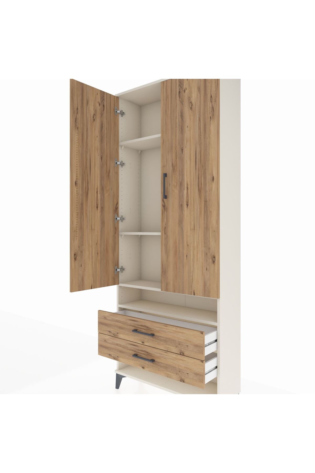 Arges Dolap 4 Raflı 2 Çekmeceli 2 Kapaklı 88x30x221 - S30M056V3A
