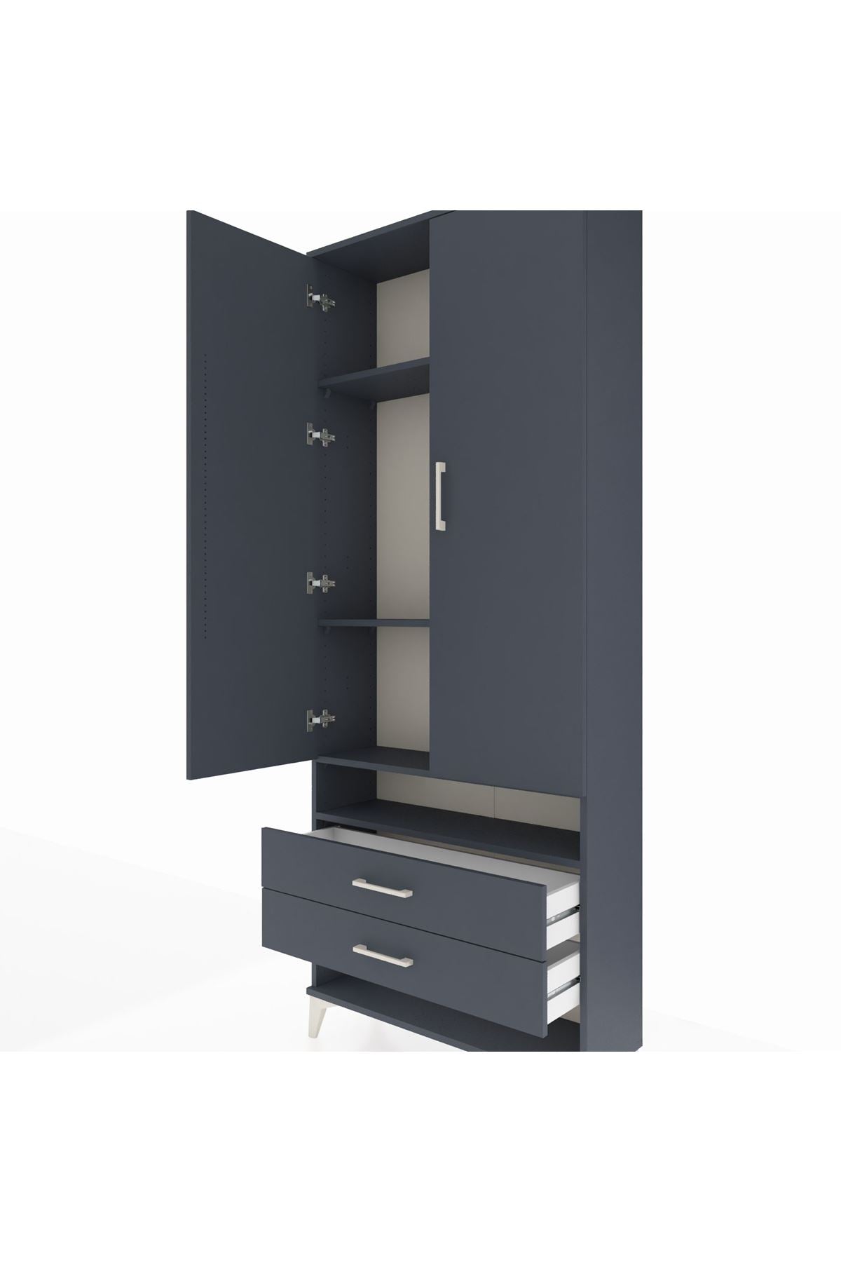 Arges Dolap 4 Raflı 2 Çekmeceli 2 Kapaklı 88x30x221 - S30M056V5A