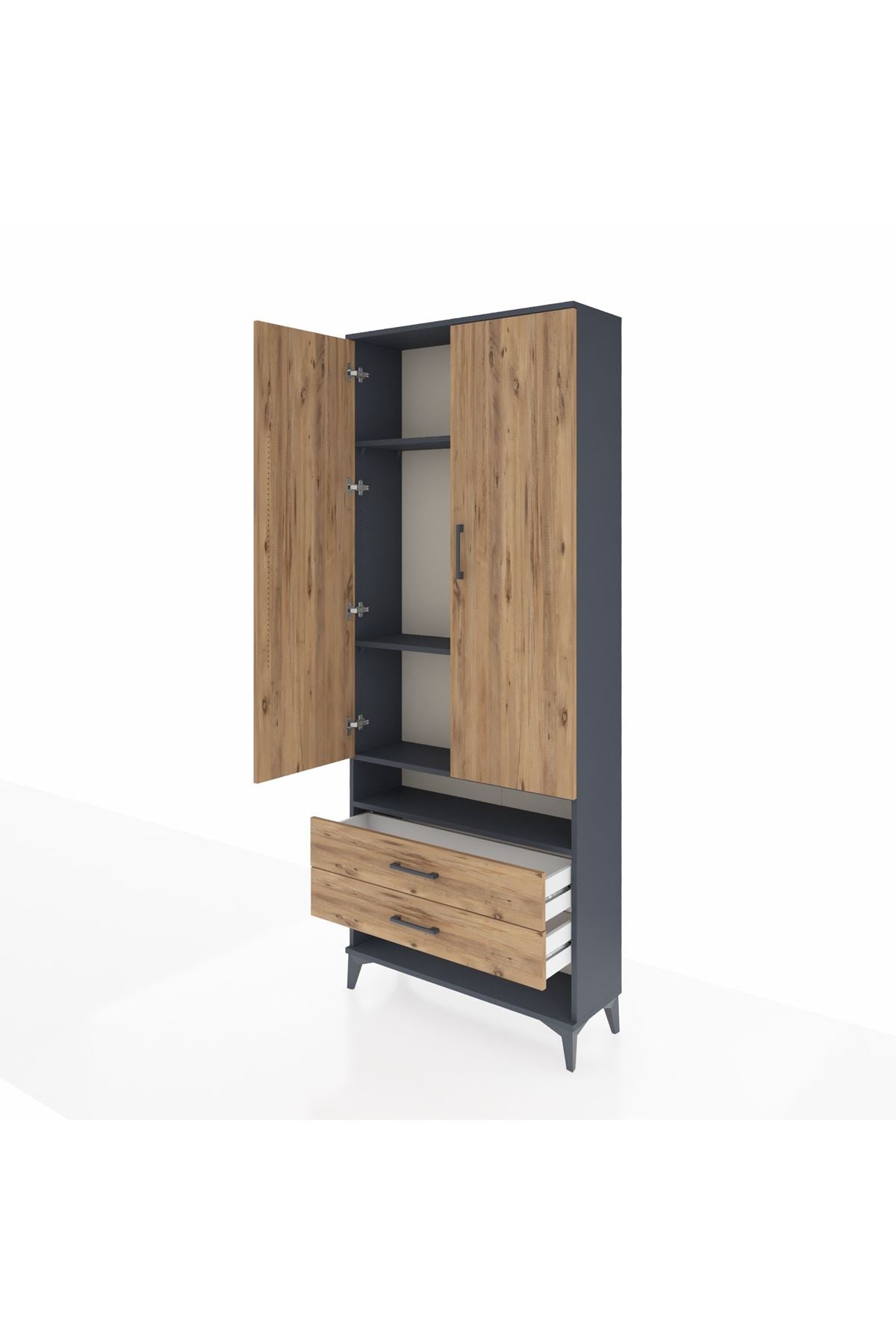 Arges Dolap 4 Raflı 2 Çekmeceli 2 Kapaklı 88x30x221 - S30M056V6A