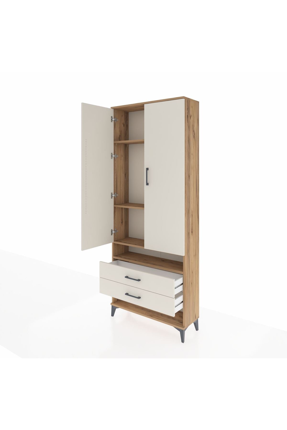 Arges Dolap 4 Raflı 2 Çekmeceli 2 Kapaklı 88x30x221 - S30M056V7A