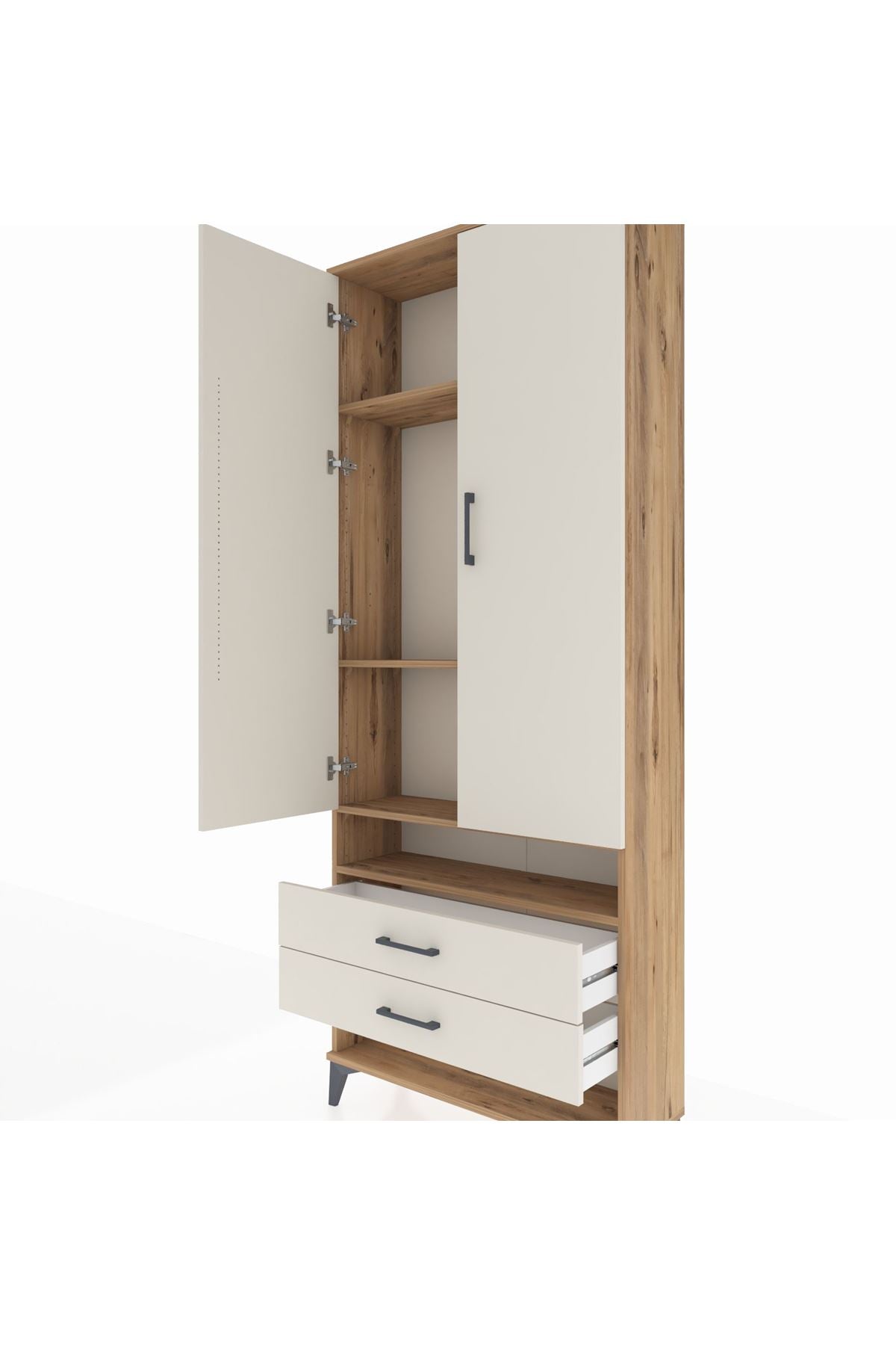 Arges Dolap 4 Raflı 2 Çekmeceli 2 Kapaklı 88x30x221 - S30M056V7A