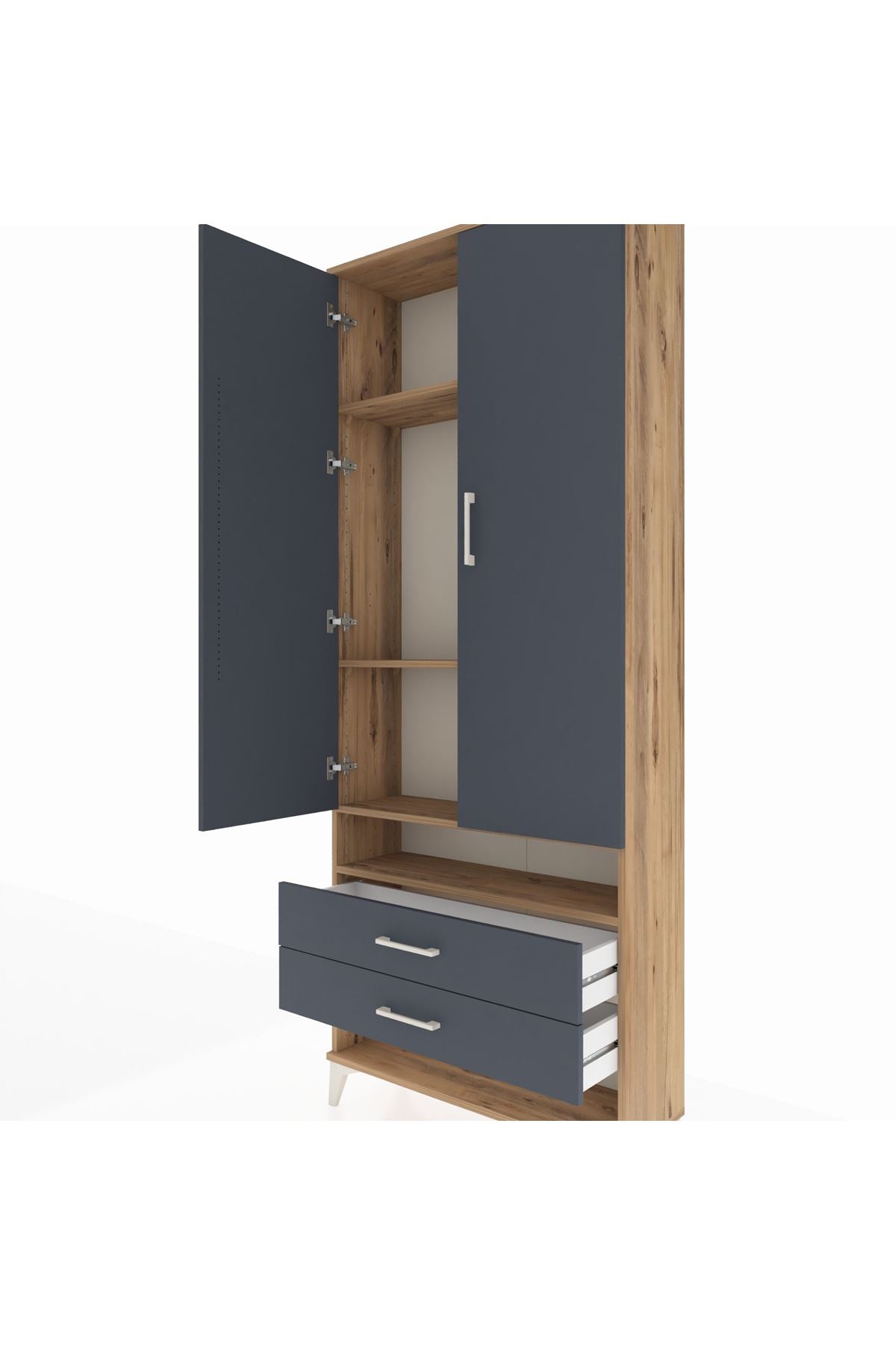 Arges Dolap 4 Raflı 2 Çekmeceli 2 Kapaklı 88x30x221 - S30M056V8A