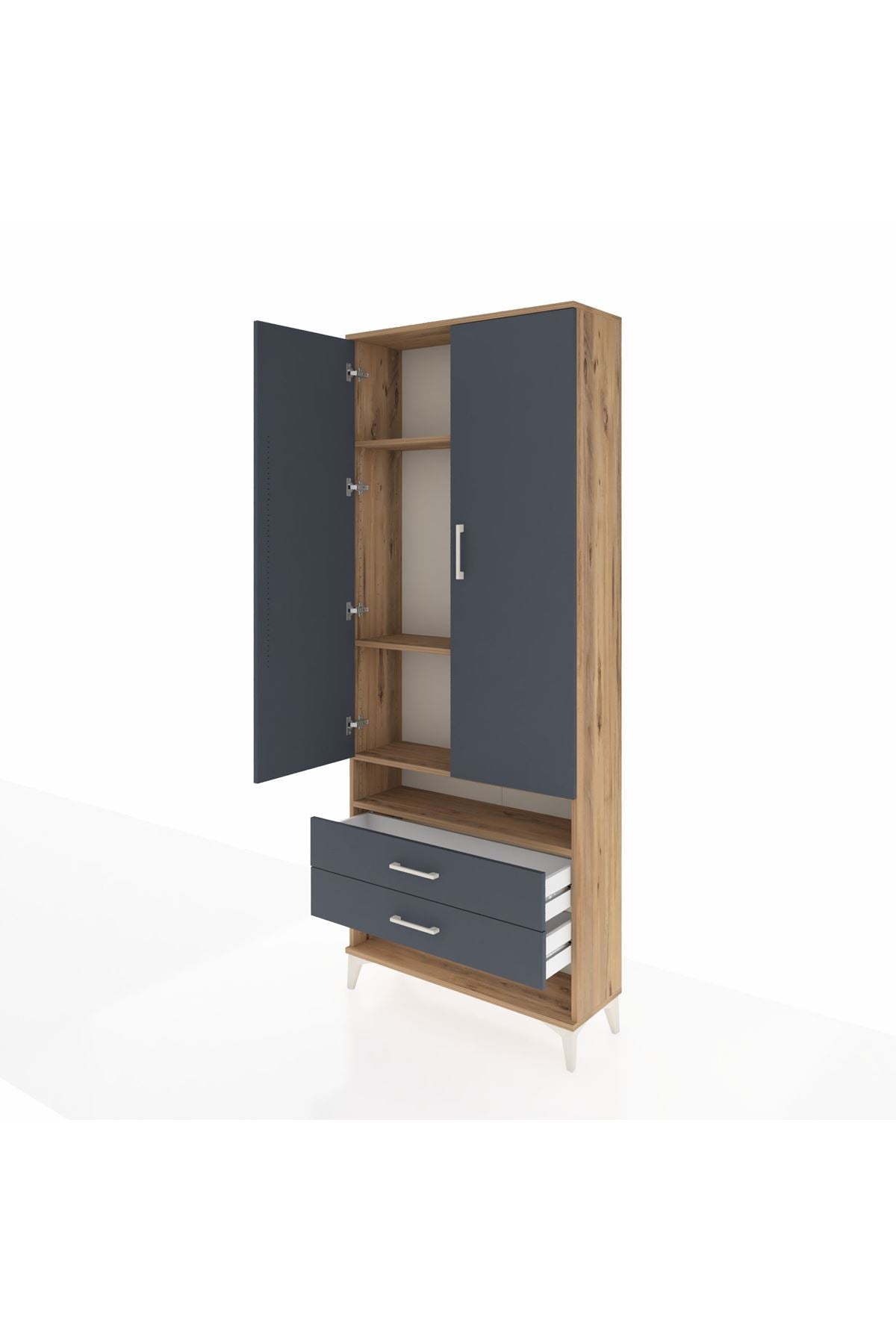 Arges Dolap 4 Raflı 2 Çekmeceli 2 Kapaklı 88x30x221 - S30M056V8A