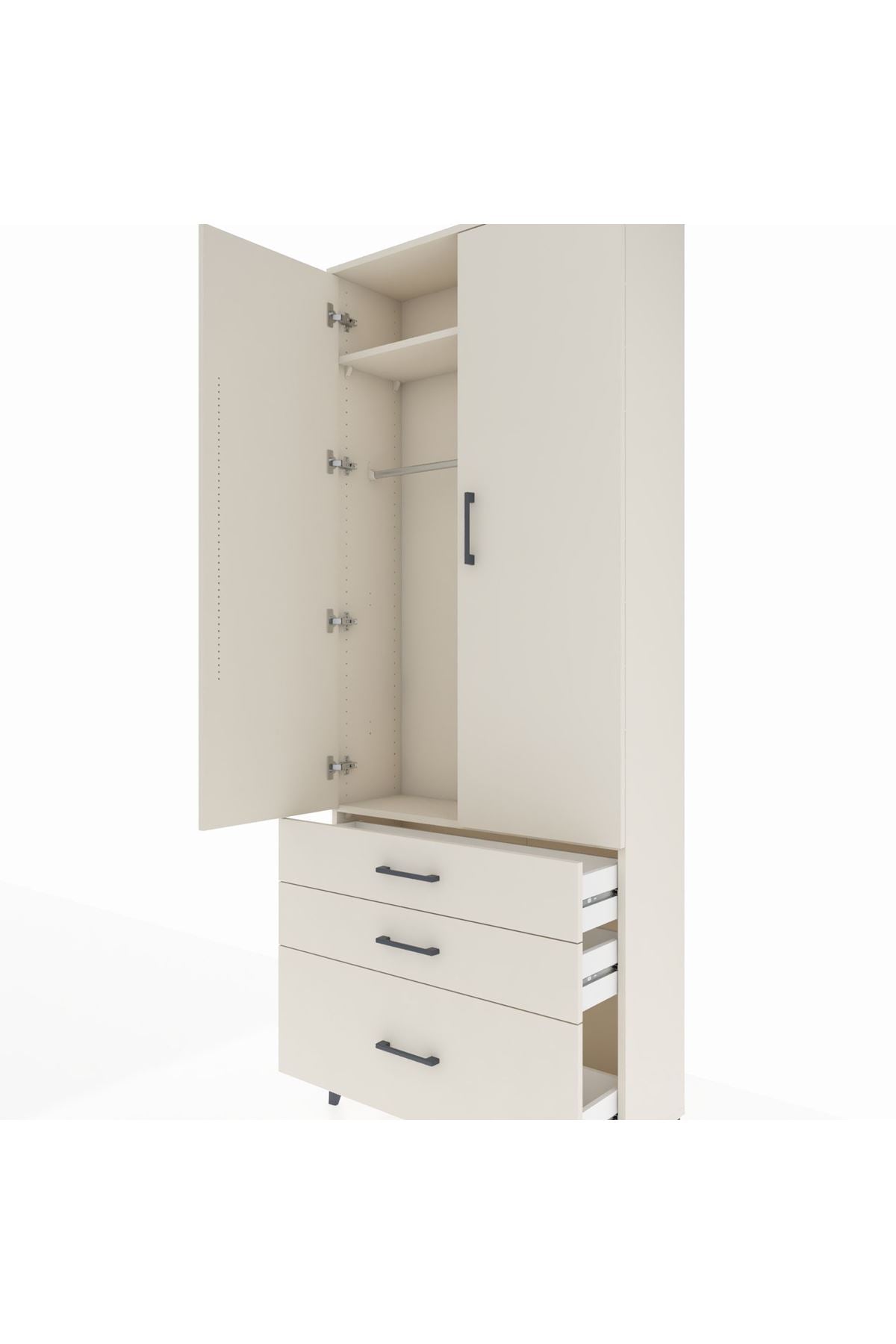 Arges Dolap 2 Raflı 3 Çekmeceli Tek Askılı 88x30x221 - S30M058V1A