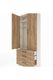 Arges Dolap 2 Raflı 3 Çekmeceli Tek Askılı 88x30x221 - S30M058V3A
