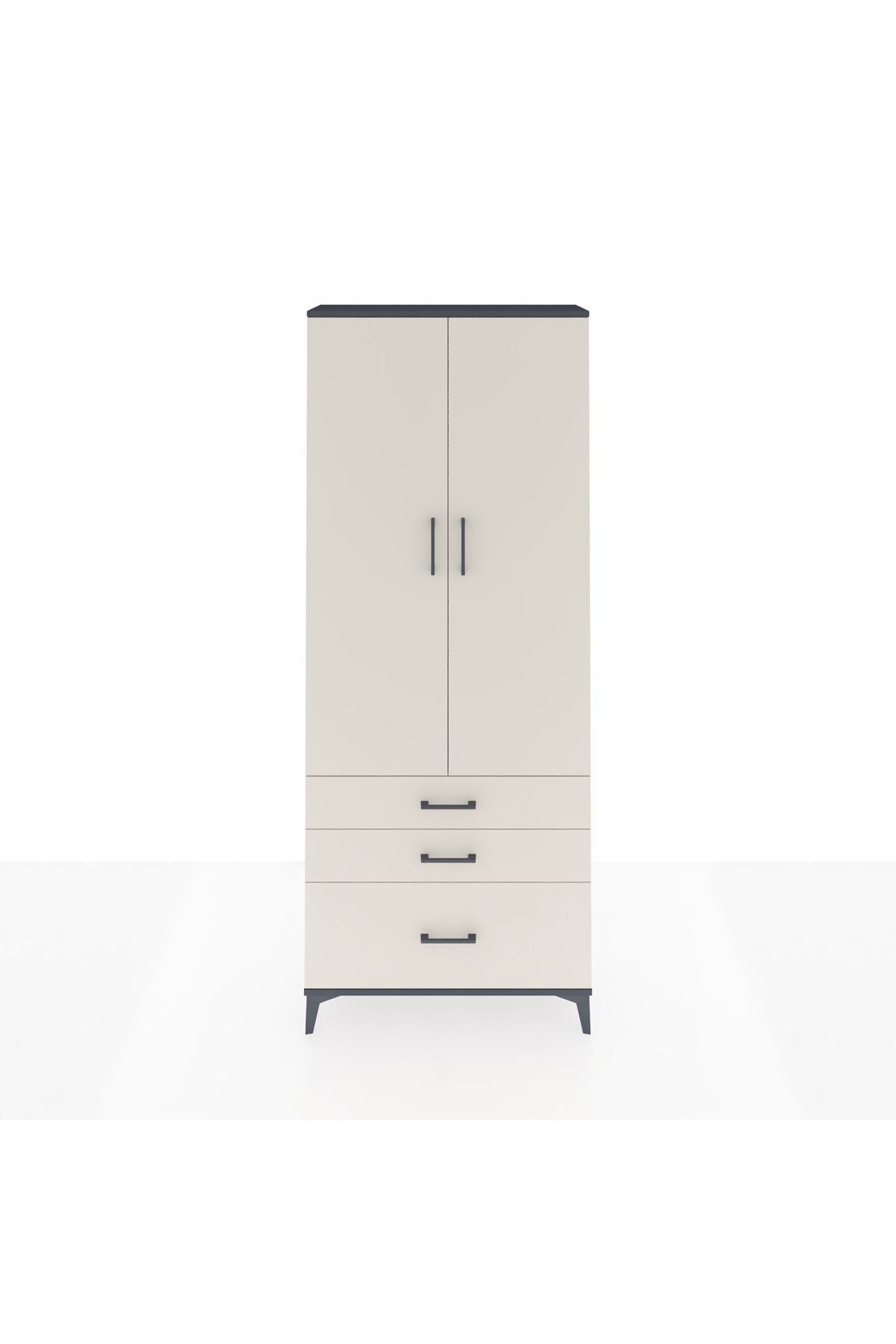 Arges Dolap 2 Raflı 3 Çekmeceli Tek Askılı 88x30x221 - S30M058V4A