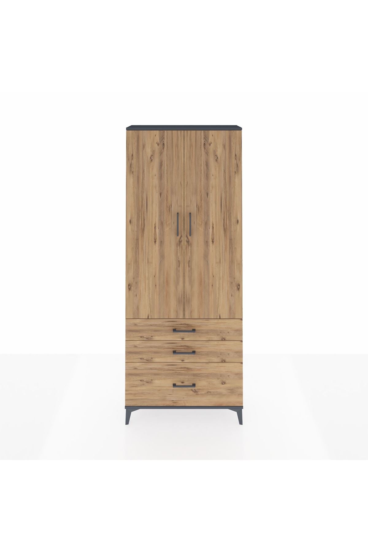 Arges Dolap 2 Raflı 3 Çekmeceli Tek Askılı 88x30x221 - S30M058V6A