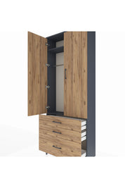 Arges Dolap 2 Raflı 3 Çekmeceli Tek Askılı 88x30x221 - S30M058V6A