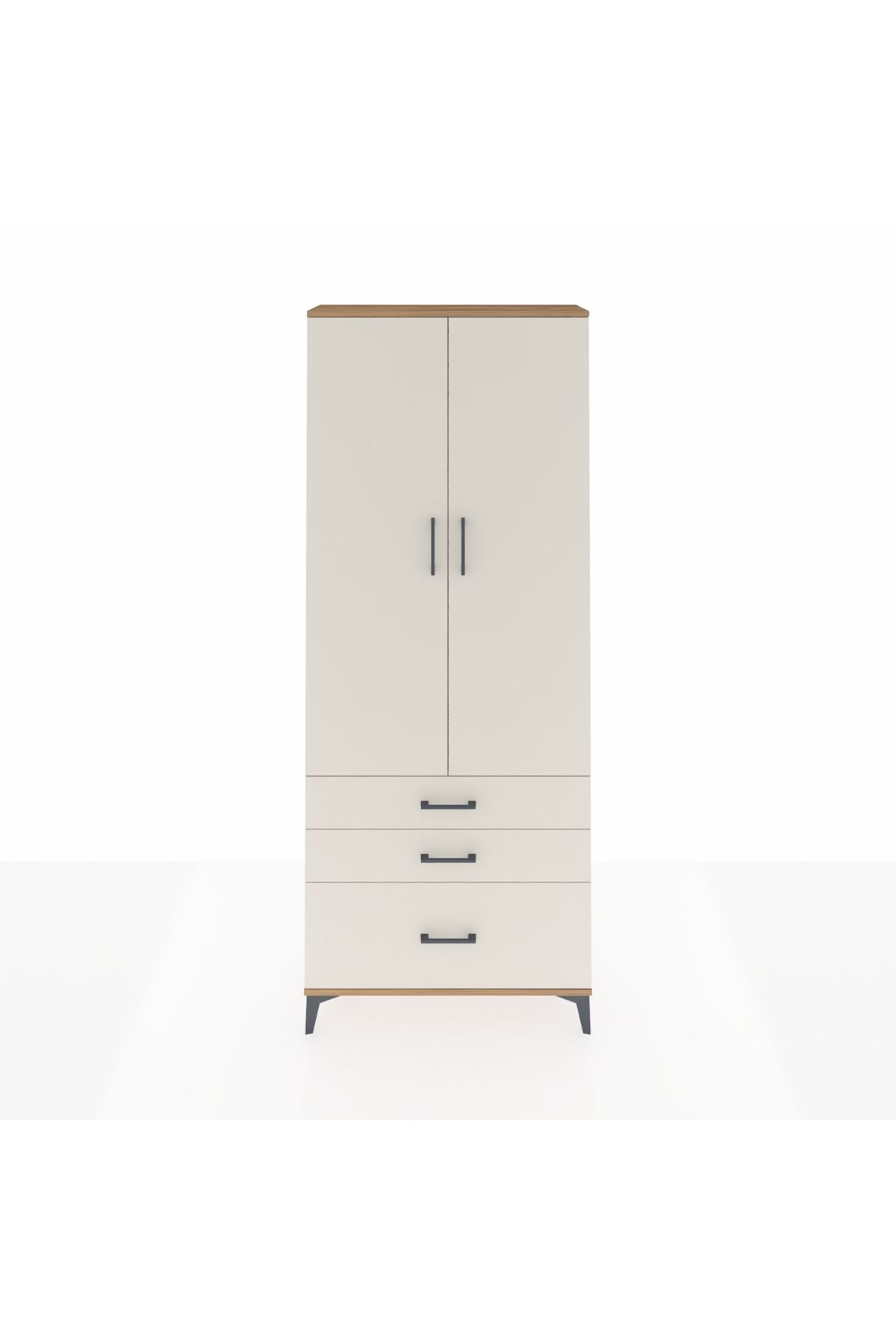 Arges Dolap 2 Raflı 3 Çekmeceli Tek Askılı 88x30x221 - S30M058V7A