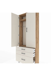 Arges Dolap 2 Raflı 3 Çekmeceli Tek Askılı 88x30x221 - S30M058V7A