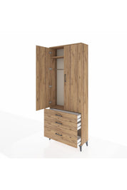Arges Dolap 2 Raflı 3 Çekmeceli Tek Askılı 88x30x221 - S30M058V9A