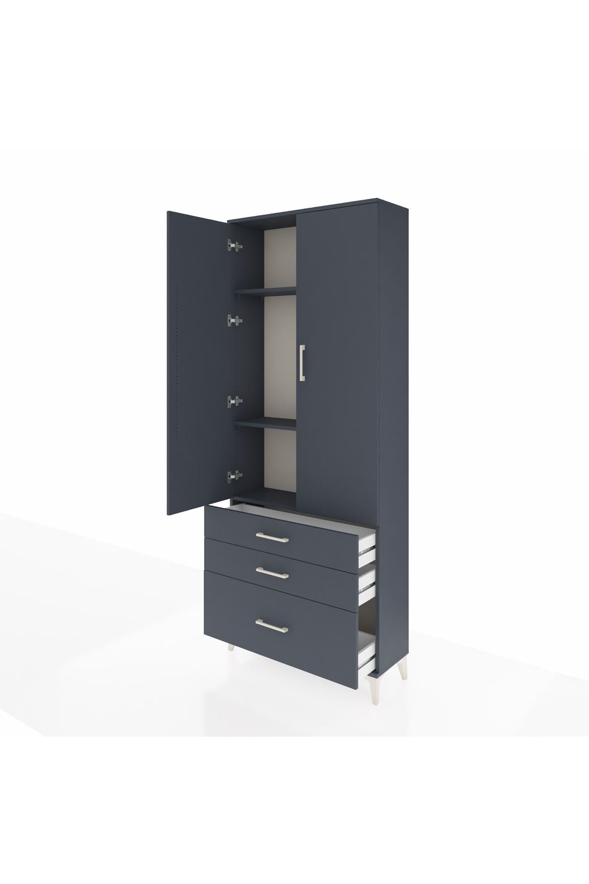 Arges Dolap 3 Raflı 3 Çekmeceli 2 Kapaklı 88x30x221 - S30M059V5A
