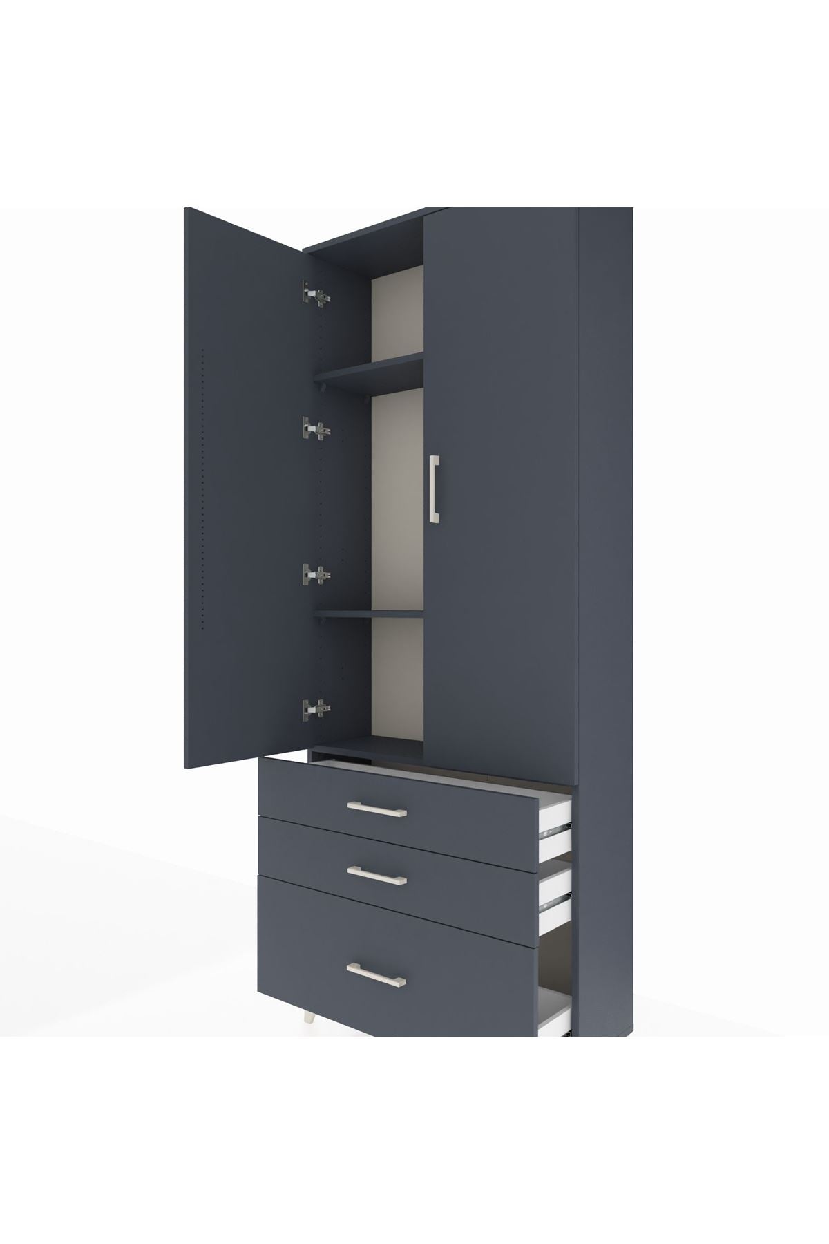 Arges Dolap 3 Raflı 3 Çekmeceli 2 Kapaklı 88x30x221 - S30M059V5A
