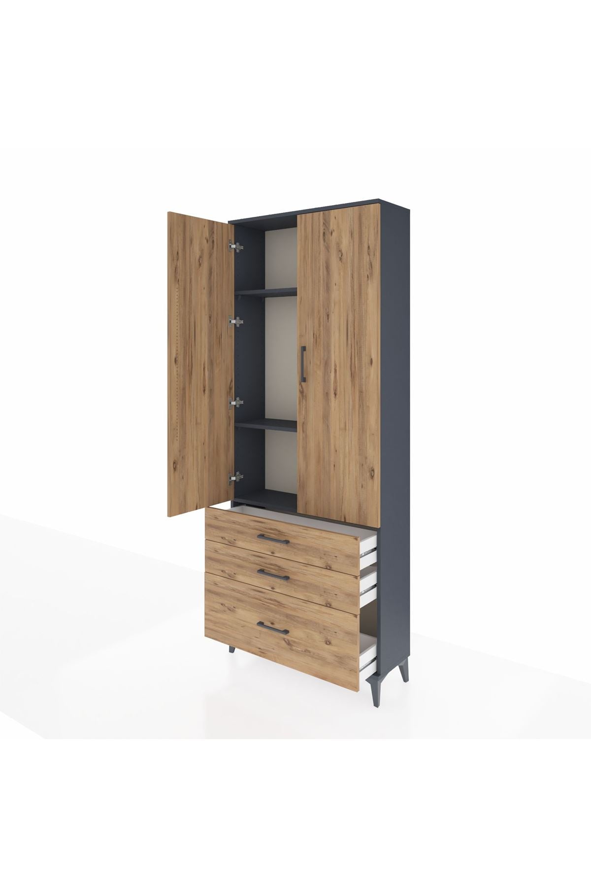Arges Dolap 3 Raflı 3 Çekmeceli 2 Kapaklı 88x30x221 - S30M059V6A
