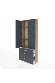 Arges Dolap 3 Raflı 3 Çekmeceli 2 Kapaklı 88x30x221 - S30M059V8A