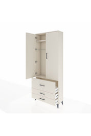 Arges Dolap 2 Raflı 3 Çekmeceli Tek Askılı 88x30x221 - S30M061V1A
