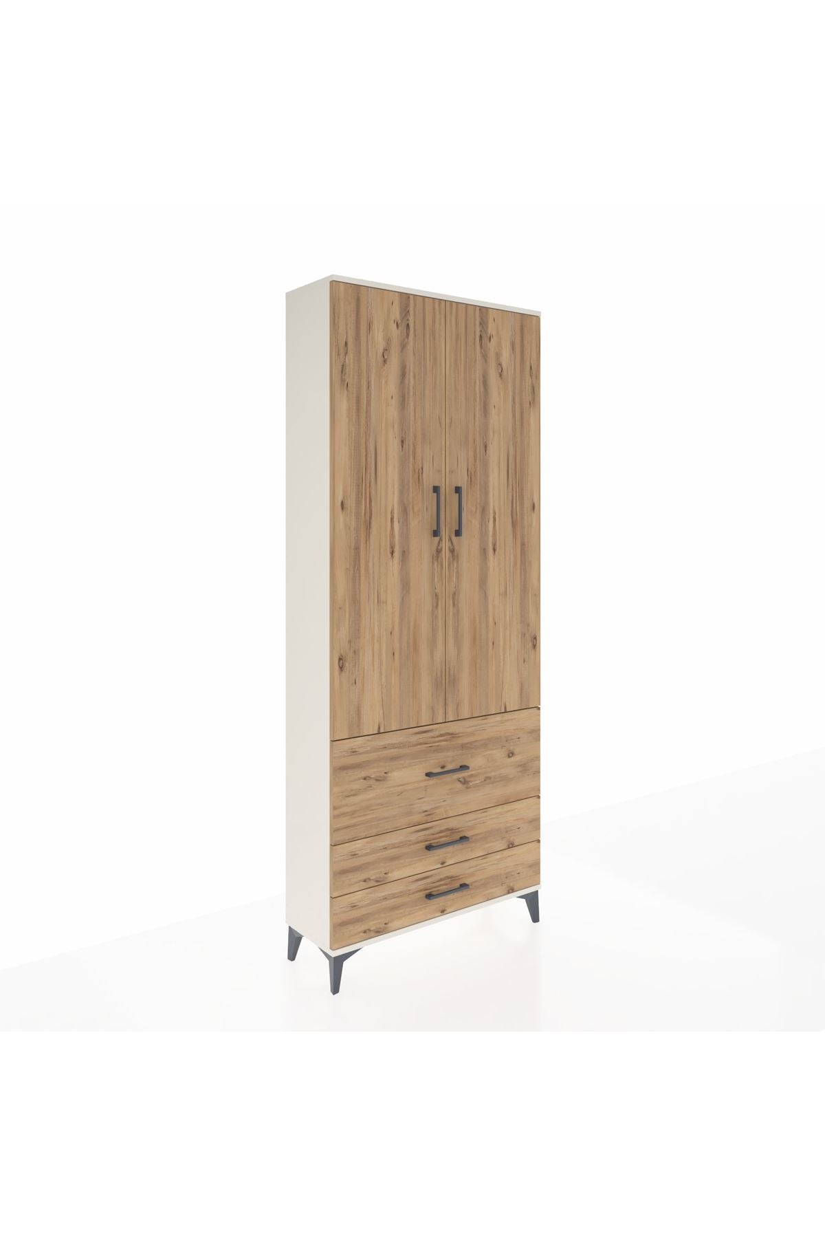Arges Dolap 2 Raflı 3 Çekmeceli Tek Askılı 88x30x221 - S30M061V3A